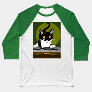 Cute Tuxedo Cat is up to mischief  Copyright TeAnne Baseball T-Shirt